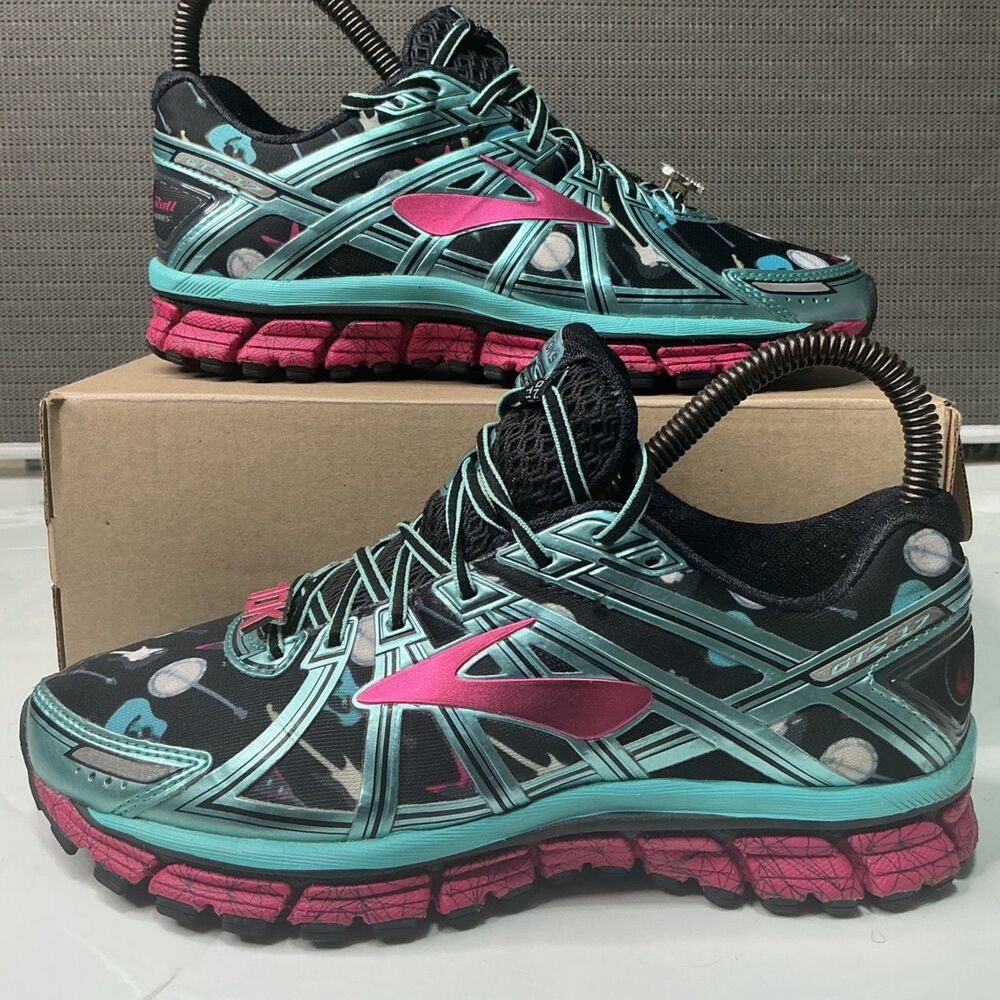 Brooks GTS 17 Women's Running Shoes Rock N Roll Series Size 7 Black & Teal/ Pink